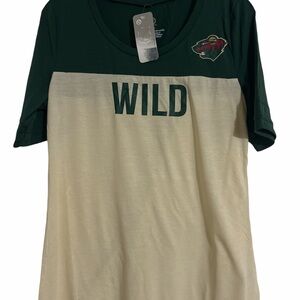 Minnesota Wild Women's Green and Cream Top